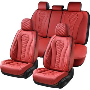 Coverado Seat Covers, Car Seat Covers Full Set, Red Car Seat Cover, Car Seat Covers Front Seats Back Seat Covers, Waterproof Car Seat Cushion, Leather Seat Protector Universal Fit Most Cars