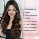 HMHIFI Long Brown Wig for Women 26Inch Wavy Curly Brown Highlight Blonde Hair Wigs Synthetic Hair Replacement Wig Heat Resistant Hair Wig for Daily Party Use Halloween Costume Wigs