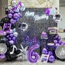 Purple Music Birthday Party Decorations Magical Music Themed Party Supplies, Number 6 Balloon Set 40 Inch Large Number Foil Mylar Balloons