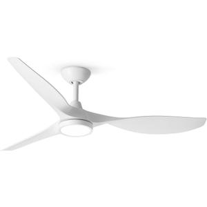 Roomratv Ceiling Fans with Lights,Large Airflow 52inch Modern Ceiling Fan with Quite Reversible DC Motor 3 Color Temperature LED Light (White)
