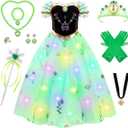 Meland Princess Dress Up for Girls - Light Up Princess Dress for Role Play, Halloween Costume for Toddler Girls (5-6 Years)