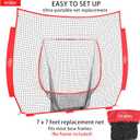 Baseball & Softball Replacement Net (Only Nets, Not Frame) 7-Strand Heavy Duty Knotless Polyester Replacement Baseball Net for Baseball Pitching Hitting and Throwing Practice Fits 7x7FT Size