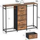 Espelism Dresser for Bedroom with Clothes Rack 5 Drawer Dresser with Charging Station LED Lights White Chest of Drawers Flexible Shelf and Open Storage Space for Bedroom Living Room (Brown), 55.1"D x 13.8"W x 43.3"H