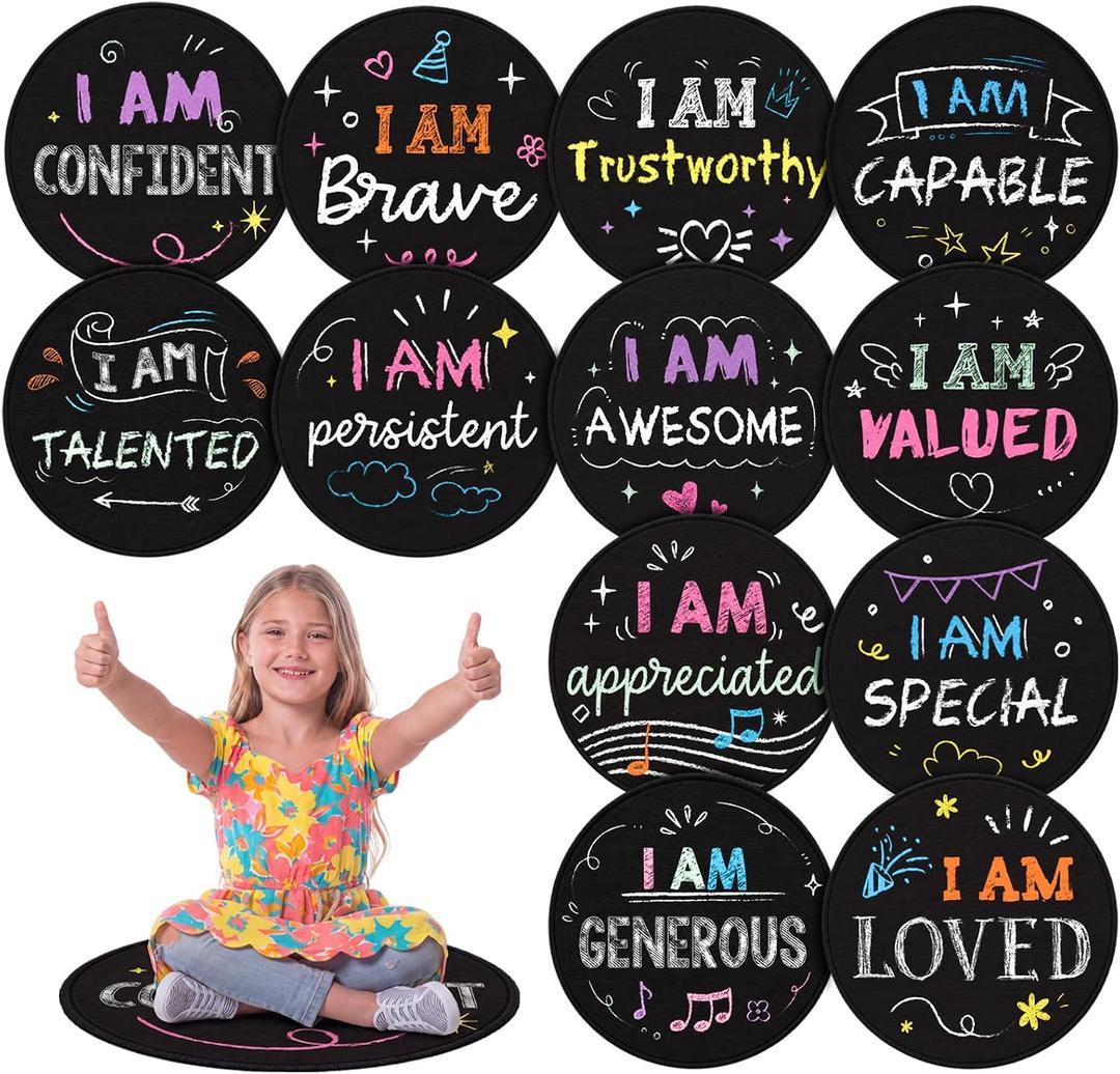 Dilunave 12 Pcs Inspirational Carpet Circle Seats for Classroom Sitting, 16"