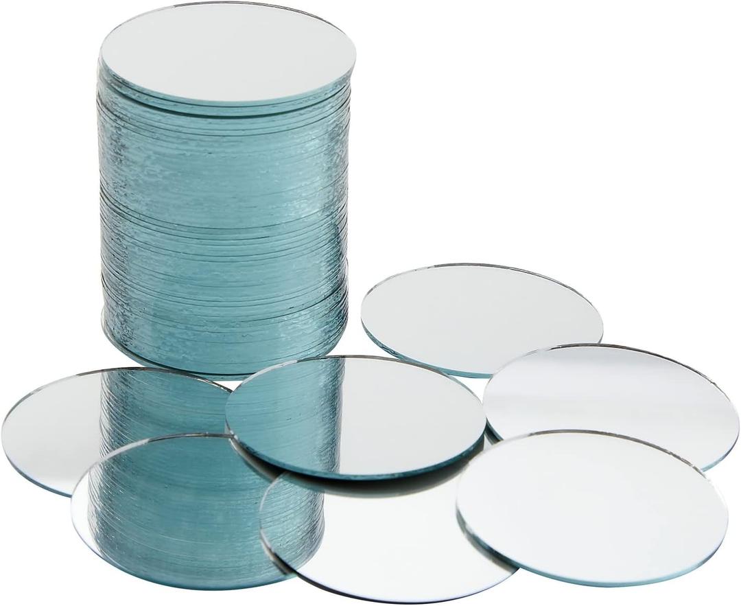 Juvale 60-Pack Small Round Mirrors for Crafts, 2-Inch Glass Tile Circles for Wall and Table Decor, Mosaics, DIY Home Projects, Holiday Decorations, Arts and Crafts Supplies