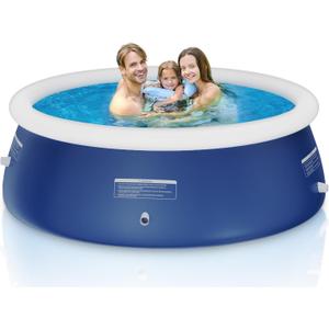 2025 Upgrade 10'*30" Round Inflatable Above Ground Swimming Pool Fast Easy to Set Up Blow Up Pool for Summer Outdoor Garden Backyard Childen Adults Dark Blue