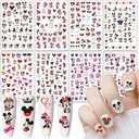 Valentines Nail Stickers Cute Cartoon Nail Art Stickers 3D Self Adhesive Nail Design Sticker Supply Valentines Day Romantic Love Heart Rose Cartoon Mouse Nail Decals for Women Girls DIY Manicure