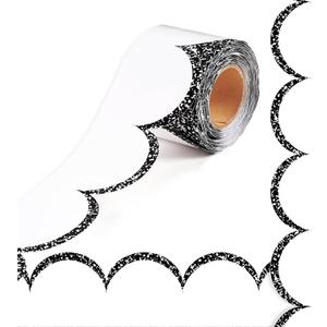 5 x VABAMNA 50ft Black and White Bulletin Board Borders, Composition Wavy Line Scalloped Border Trim for Classroom School Home Office Party Decorations Preschool Kindergarden Wall & Door Decoration