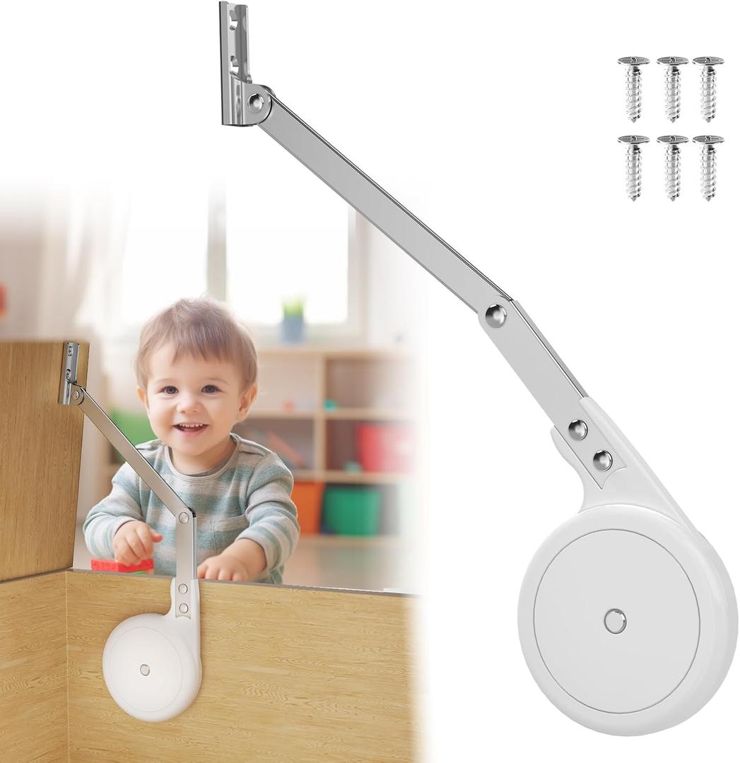 1 Pack Toy Box Hinges Soft Close Hinges for Wooden Box, Smooth Close Lid Support Kit, with Easy Installation Template, 105 Degree Open Angle