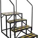 4 Step RV Stairs, Hot Tub Steps, Outdoor Spa Step Ladder with Double Handrail,Portable Economy 5th Wheel Stair for Travel Trailer, Motor Home, Camper and Porch with Non-Skid Tapes