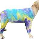 Dog Pajamas for Dogs Cotton Tie dye Pet Clothes Dog Onesie Jumpsuit Pet Sleeper Shirts Full Coverage Dog Pjs (3XL Blue Tiedye)