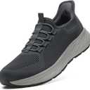 STQ Walking Shoes for Men Orthopedic Slip on Sneakers Non Slip Tennis Shoes Dark Grey, Size 10