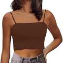 CUHUDA Women's Sexy Adjustable Spaghetti Strap Basic Cami Camisole Double Layer Tank Crop Tops, XS