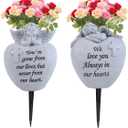 Angel and Cross Cemetery Grave Memorial Vases，Grave Decorations for Cemetery，Set of 2 Cemetery Memorial Vases with Removable Stakes,Memorial Gifts for Loss of Loved