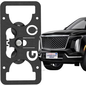 No Drill Front License Plate Bracket Holder Compatible with Cadillac Escalade 2014-2025, Rust-Proof License Plate Mount Adapter, Bumper Grille Car Tag Frame with Anti-Theft Screws Accessories