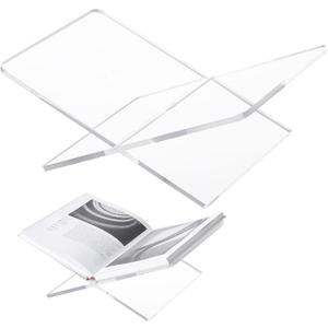 Acrylic Book Stand 15 x 9 x 6 in Large Open Book Display Stand for Cookbook Art Book Bible Guest Book - Coffee Table Book Stand for Reading - Transparency, Large Size