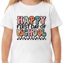 First Day of Pre-K Shirt Back to School T-Shirt Toddler Kindergarten Outfit Funny Graphic Tee Cotton, 2T-6Y