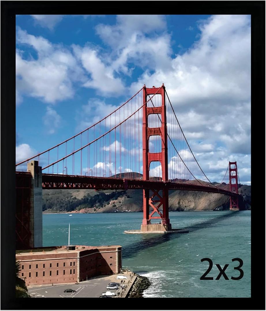 LUCKYLIFE 2x3 Picture Frame, Black Photo Frames for Wall and Tabletop, Pack of 1