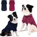 Kickred 2 Pieces Basic Dog Hoodie, Soft and Comfy Cotton and Polyester Blend Dog Sweatshirt with Leash Hole and Pocket, Keep Your Puppy Warm and Stylish - Navy Blue & Red/Sleeved (XX-Large)