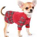 Dog Happy New Year Clothes for Small Dogs - Dog Sweaters Girl - Winter Warm Fleece Puppy Sweater Dress Boy - Princess Plaid Dress - Chihuahua Yorkie Pet Outfits Festival Apparel, XS, Red