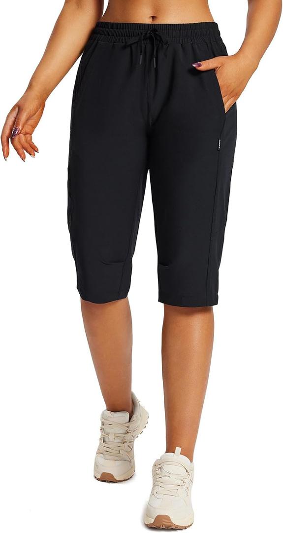 baleaf Women's 15" Hiking Shorts Long Bernuda Cargo Below The Knee Capris Lightweight Quick Dry Elastic Waist for Casual