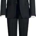 Marvelous World Boys' Formal Slim Fit Suit Set, Adjustable Waist (16, 5pc Black)