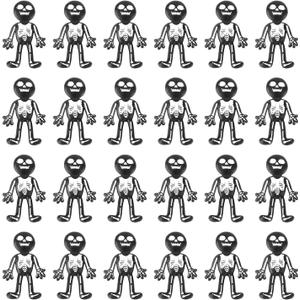 2 x 24PCS Halloween Stretchy Skeleton Bendable Men, Black White Rubber Sticky Man Stretchy Toys for Kids Halloween Party Favors Stress Relief Toy