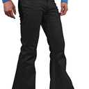 TEGIAS Men's Bell Bottom Jeans Pants, 70s Outfits, Disco Flared Jeans Size S