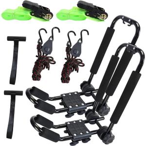 Premium Folding Kayak Rack J-Bar Car Roof Rack for Canoe Carrier SUP Paddle Surfboard Mount on Car SUV and Truck Crossbar Includes 2 pcs 10Ft S-Hook Rated Ratchet Pulleys Straps Ratchet Strap1 Pair Premium Folding Kayak Rack J-Bar Car Roof Rack for Canoe Carrier SUP Paddle Surfboard Mount on Car SUV and Truck Crossbar Includes 2 pcs 10Ft S-Hook Rated Ratchet Pulleys Straps Ratchet Strap1 Pair