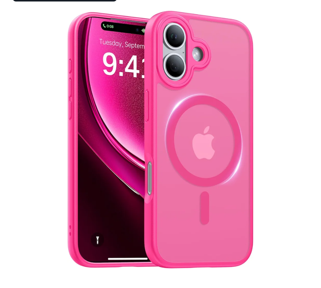 Magnetic for iPhone 17 Case,[Anti-Slip][Compatible with MagSafe][Military Grade Drop Protection] Shockproof Protective Translucent Matte Phone Case for iPhone 17 Case,Hot Pink