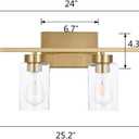 4 Light Bathroom Vanity Light Fixtures, Brushed Brass Modern Wall Lights with Clear Glass Shade, Vintage Wall Sconce Lighting for Living Room, Mirror, Bedroom, Hallway (Gold, 4-Lights)