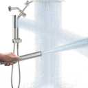 Veken All Metal 10" Brushed Nickel Shower Head with Handheld, Luxurious Square High Pressure Double Rain Shower Heads with Power-wash Hand Held, Dual Detachable Rainfall Showerhead,Bathroom Upgrade