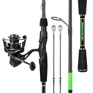 KastKing Zephyr Dual-tip Rod Spinning Reel Combo, 6ft 6in ML & M, 2000 Reel, Black