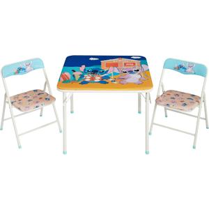 Disney Stitch Kids Activity Table and Chair Set, 3-Piece Folding Toddler Table with 2 Chairs, Padded Seats, Durable Frame for Play, Crafts & Snacks, 24"L x 24"W x 18.5"H