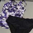 Yonique Tankini Swimsuits for Women Tummy Control Bathing Suits Two Piece Tankini Tops with Bikini Bottoms Twist Swimwear (Purple, S)
