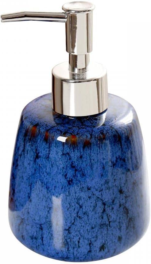 Jessie Ceramic Hand Soap Dispenser, 10 oz Liquid Soap Lotion Dispenser for Kitchen Bathroom Countertop Laundry Room Holds Dish Soap Shampoo Laundry Liquid Shower Gel (Blue)