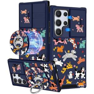 Buleens for Samsung Galaxy S25 Ultra Case - with Ring Stand & Camera Cover Aesthetic Cute Designed for Women Girls Cartoon Kawaii Cool Dog for Samsung S25 Ultra Phone Case Compatible with Magsafe