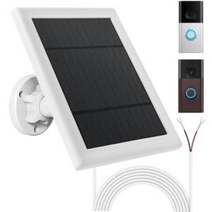 Solar Panel for Ring Doorbell, 12VAC Solar Panel for Ring Video Doorbell 3/ 3+/ 4, Battery Video Doorbell Pro, 16.4ft Waterproof Charging Cable, Adjustable Panel Mount