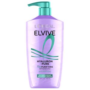 L'Oreal Paris Elvive Hyaluron + Pure 72H Purifying Shampoo for Oily Hair, Clarifying Shampoo with Salicylic Acid and Hyaluronic Acid, 28 Fl Oz