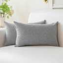 a moment Pillow Covers 12x20 Inch Grey Textured Decorative Throw Pillow Covers Modern Farmhouse Pillowcase Solid Cushion Cover Pack of 2 for Home Decor Sofa Bedroom