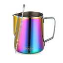 Milk Frothing Pitcher, 20oz Espresso Steaming Pitchers Stainless Steel Cappuccino Coffee Machine Accessories Barista Tools Steam Froth Pitchers Milk Jug Cup with Decorating Pen Latte Art, Rainbow