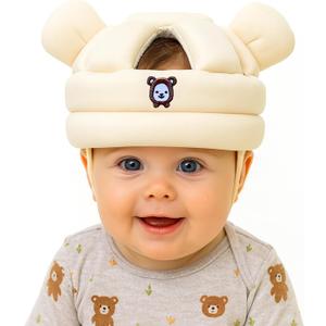 Baby Head Protector for Crawling Walking, Infant Helmet with Foam Bumpers, Adjustable Baby Helmet for Crawling Walking, Toddler Helmet - Head Protector for Baby Walking 12-36 Months. (Beige)