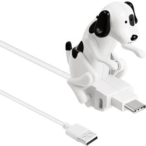 Frienda Dog Charging Cable Dog Smartphone Funny USB Cable USB Data Transmission Mini Graduation Season Gift Presents for Charging of Mobile Phones, Only Compatible with Type-c(White,Spot Style)