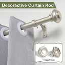 28-48 Inches Curtain Rods for Window, Vimayta 1 Inch Diameter Drapery Rod with Resin Finials, Ideal Adjustable Heavy Duty Single Curtains Rod for Bedroom, Living Room Decoration, Matte Silver