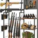 DGWJSU Rack, 8 Rifle Rack Stand with Pistol Shelves, Indoor Rack for Wall Mount, Floor Stand with 2 Bottom Storage Shelves, Folding Rack Stand for Hunting Rifle Airsoft Holder