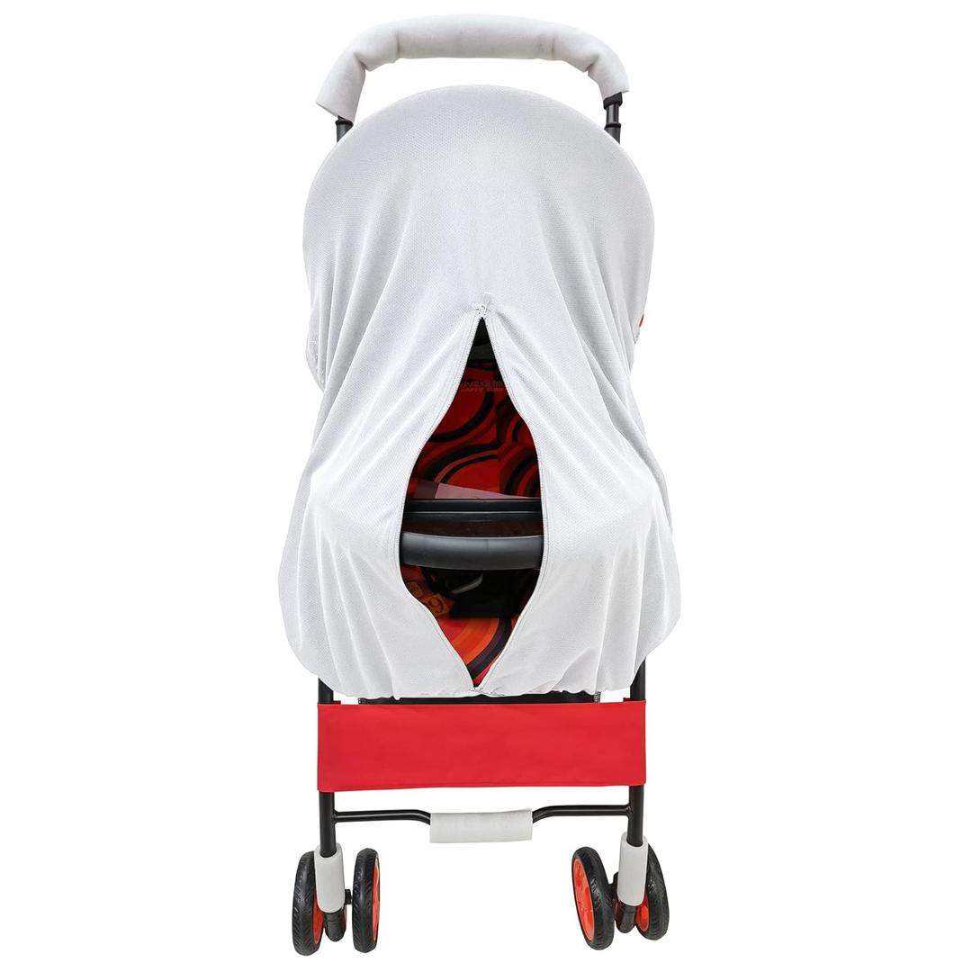 Sun Shade for Strollers, UV Sun and Sleep Shade Universal Fit for Baby Strollers, Blackout Stroller Cover, Breathable and Stops 99% of The Sun's Rays (UPF50+) (White)