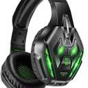 PHOINIKAS PS5 Gaming Headset for PS4, PC, Switch, Q10 Xbox One Headset with Stereo Sound, Detachable Mic, Wireless Bluetooth 5.3 Headphone only for Laptop/Phone/Tablet, 20H Battery (Green)