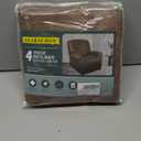ANARACHON Leather Look Recliner Chair Covers, 4-Pieces Stretch Recliner Cover, Soft Reclining Chair Slipcover, Washable Furniture Protector for Large Lazy Boy Recliner (1 XL Seater, 06 Brown)