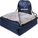 DUKUSEEK Outdoors Waterproof Throw Blanket with Hood, 79”x 59” Sherpa Fleece Stadium Windproof Blankets for Boat, Traveling, Camping, Football, Dogs, Outdoor Sporting Events-Machine Washable