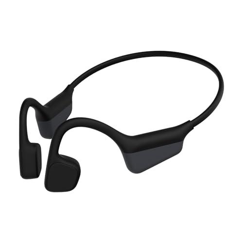Bone Conduction Headphones, Open Ear Headphones Wireless Bluetooth, 15H Playtime, Dual Stereo Bass Technology, 27g Lightweight Wear, Call Noise Cancellation, IPX6 Waterpoof for Commuting, Walking